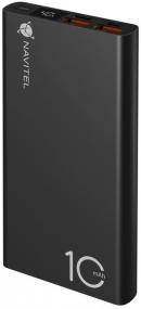 Портативный внешний аккумулятор Navitel PWR10 AL 10000mAh, черный, 2USB-C и  USB-A  QC 2.0, QC3.0, A